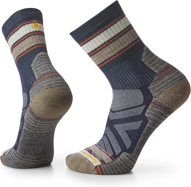 Smartwool Unissexo adulto caminhada leve almofada listrada Mid Crew — Roupa aquecida