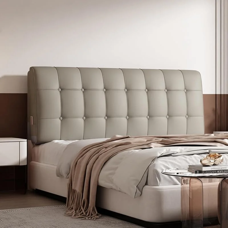 Almohada grande de respaldo de cama caqui con correas, 79 x 23 x 2 pulgadas, almohada de cabecera de color sólido para apoyo lumbar, almohada de lectura rectangular tapizada para reposo en cama, cojín — Aquecimento