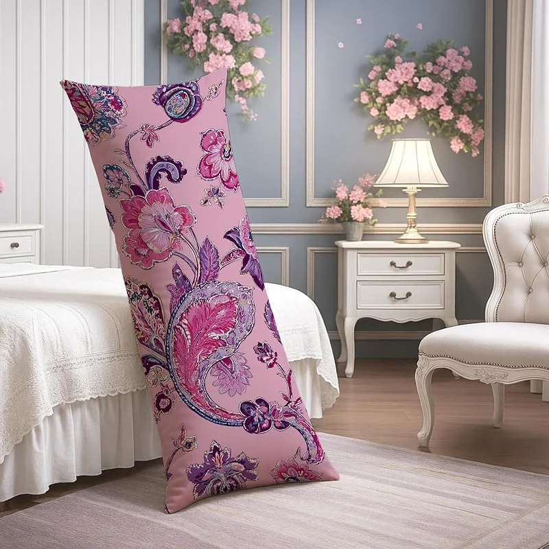 Fundas de almohada de cuerpo floral, elegante funda de almohada lumbar de terciopelo suave con cremallera, funda de almohada de cuerpo largo de 20 x 54 pulgadas, funda de almohada decorativa para cama — Aquecimento