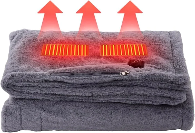 Teksome Manta elétrica de 59 x 33, 5 polegadas, manta quente para sesta, poncho envolvente, manta elétrica ajustável, manta respirável para exteriores — Aquecimento