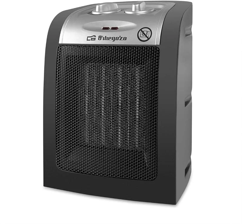 Orbegozo CR 5017, Aquecedor, cerâmico, 1500 W, 2 níveis de potência, termostato regulável, sistema de proteção contra sobreaquecimento, luz de ignição, posição do ventilador, cor preta