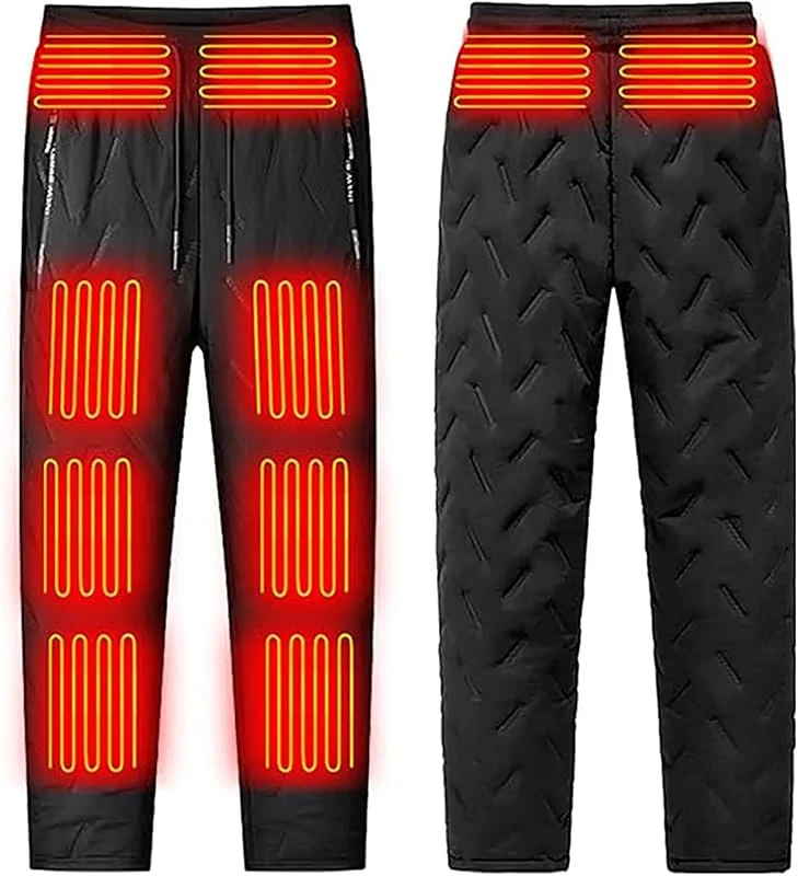 Pantalones calefactables para hombre con sistema de calefacción USB para actividades al aire libre, pantalones térmicos de chándal con bolsillos con cremallera, pantalones de invierno para el día a — Roupa aquecida