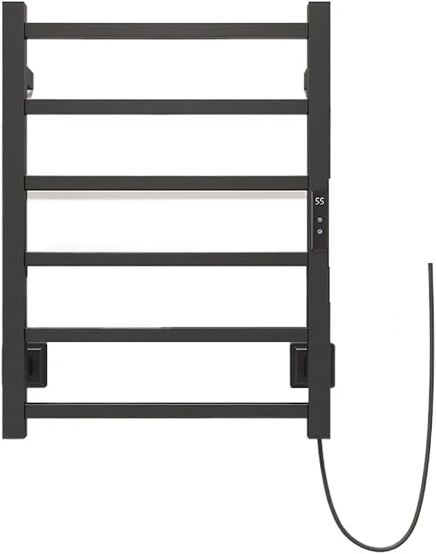 Toalheiro elétrico toalheiro elétrico de aço inoxidável, aquecedor de toalhas de banho com cabo de remoção de ácaros e aquecedor de secagem de toalhas (Right, Black) — Aquecimento