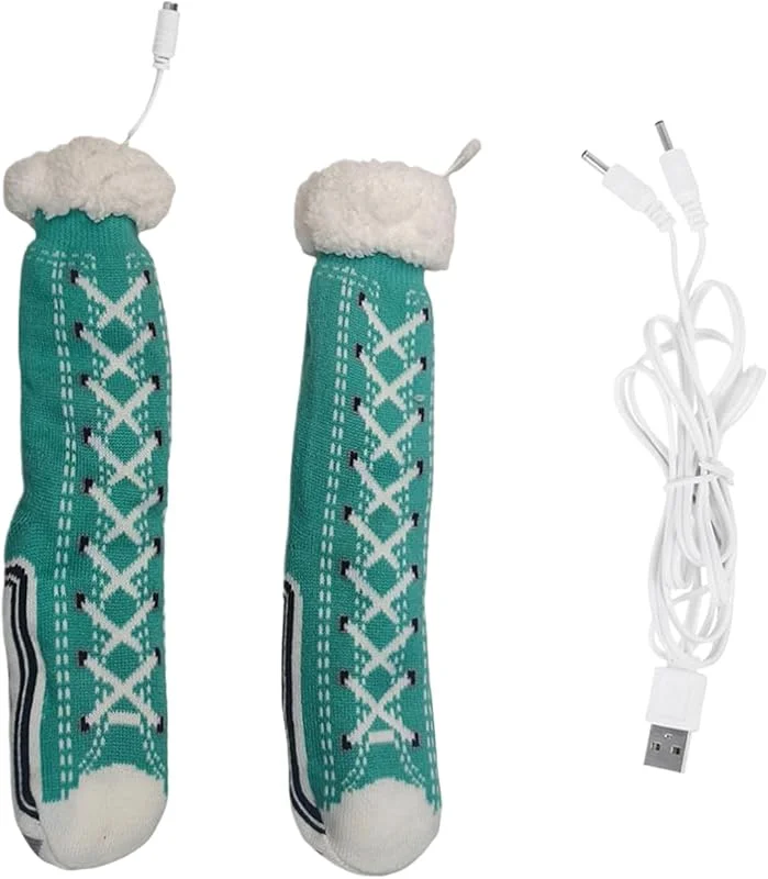 Calcetines eléctricos para hombre, calcetines antideslizantes con calefacción USB, accesorios para el suelo ma botas caza invierno viajes otoño camping — Roupa aquecida