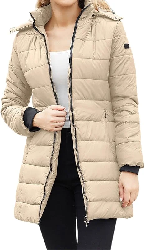 Generisch Chaqueta térmica impermeable para mujer con extraíble reversible para los días fríos de invierno, ropa exterior de manga larga con prácticos bolsillos, ideal para el día a día y el ocio — Roupa aquecida