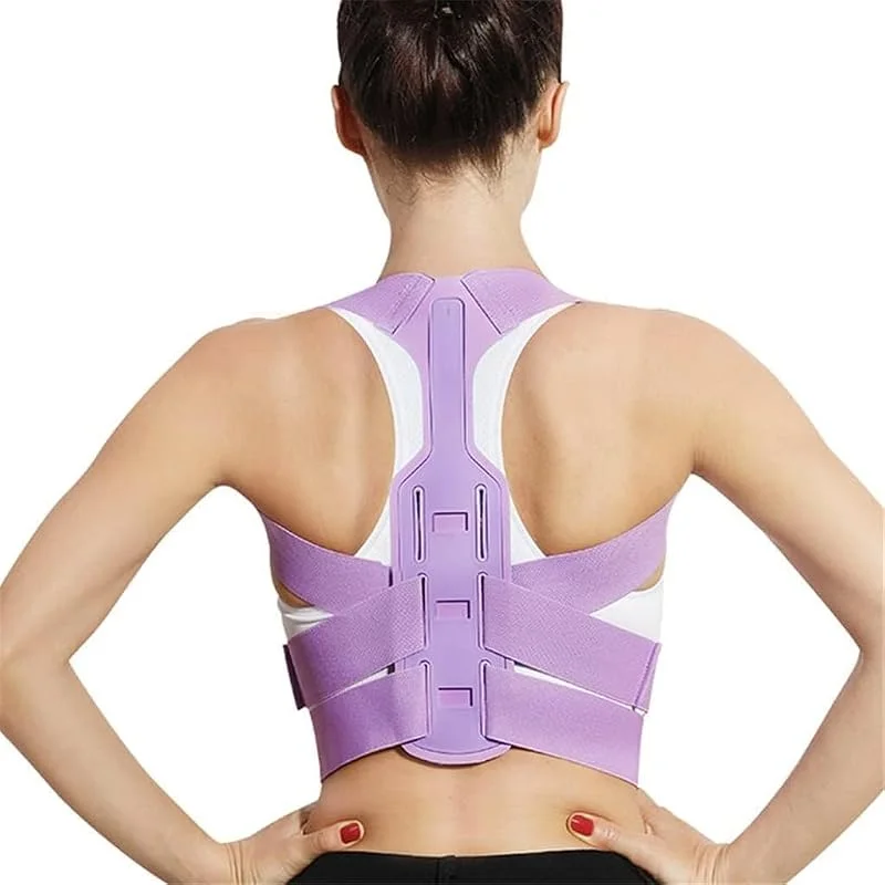 Corrector De Postura Ajustable para Hombros Faja Lumbar para Escoliosis Femenina Cinturón Invisible para Corrección De Cifosis Soporte para Hombros, Cuello Y Clavícula(Purple, L) — Roupa aquecida
