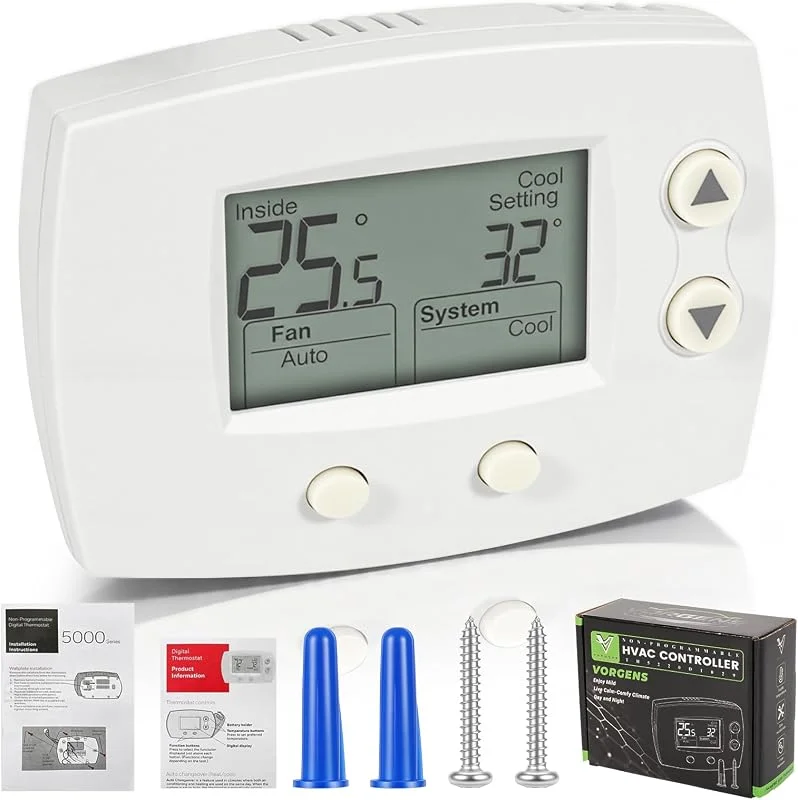 Termostato digital no programable TH5220D1029 para casa, hotel, compatible con Honeywell FocusPRO 5000, 2 driver HVAC Cool 2, visualización grande, 1 año de garantía — Aquecimento