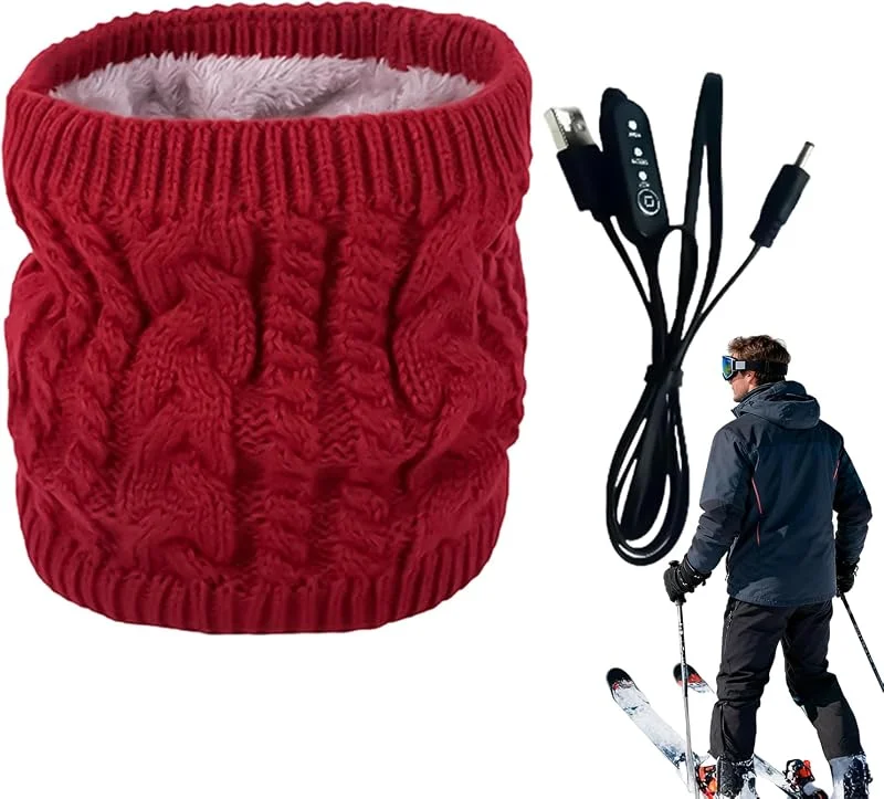 Funda de cuello con calefacción, bufanda de punto con carga USB, 27, 9 x 22, 9 cm con tejido suave, calentador de cuello eléctrico, accesorio de invierno cómodo, diseño elegante, uso para mujeres y — Roupa aquecida