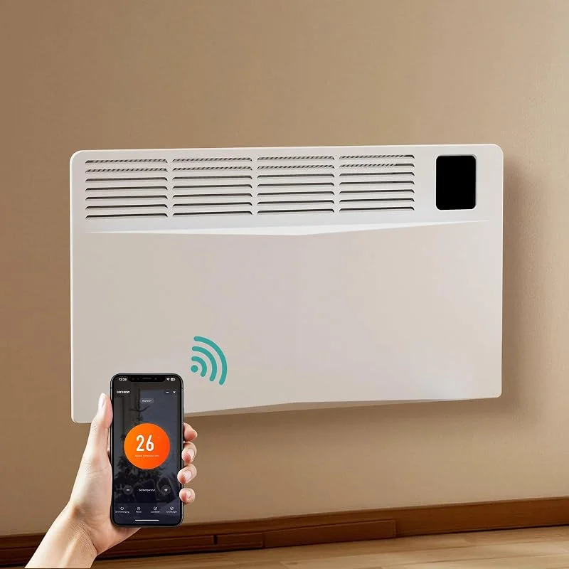 EMKE Aquecedor elétrico inteligente de 2000 W, convector, aquecimento elétrico com WiFi e controlo por aplicação, radiador elétrico, economia de energia, dispositivo de pé ou parede