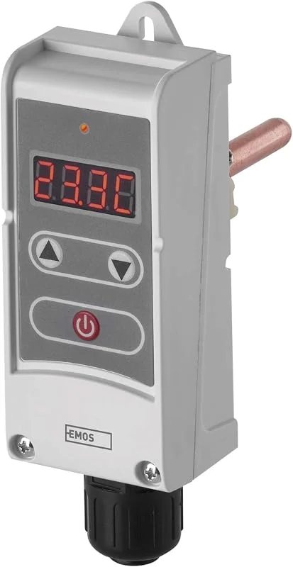 EMOS termostato digital con funda de inmersión, función histéresis, manual, 5–80 °C, calefacción, refrigeración, invasivo, blanco — Aquecimento