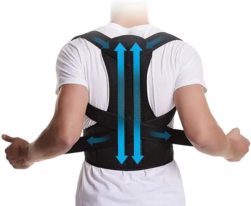 Tamanhos grandes XS-5XL corretor de postura totalmente ajustável faixa lombar suporte para ombros, pescoço e clavícula corretor de coluna para corrigir a corcunda (M) — Roupa aquecida