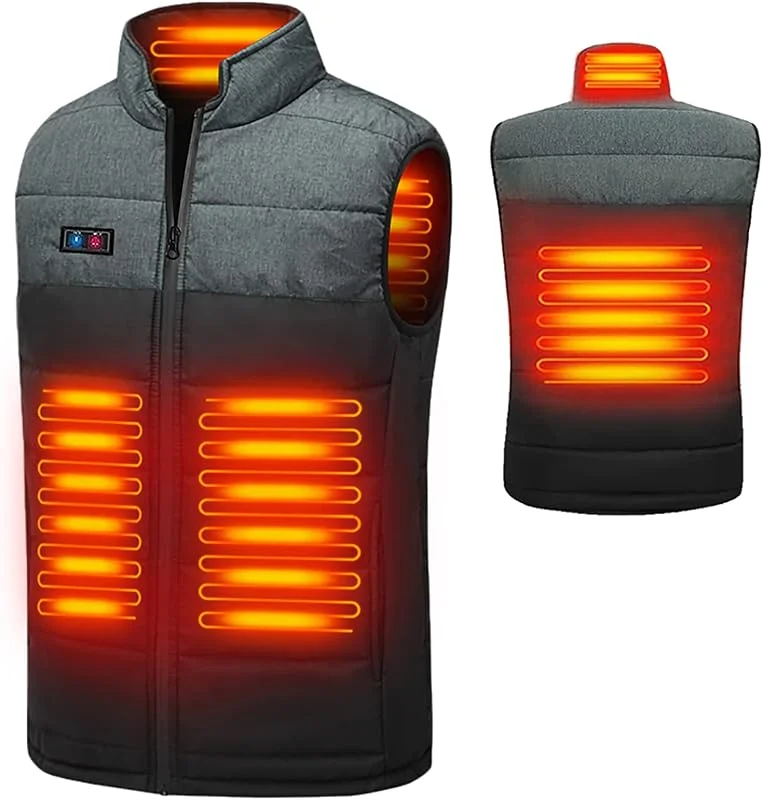 Colete aquecível melhorado para homem, colete aquecedor USB elétrico, coletes de inverno quentes com 3 temperaturas ajustáveis, para esqui, pesca, inverno — Cozinha e lar