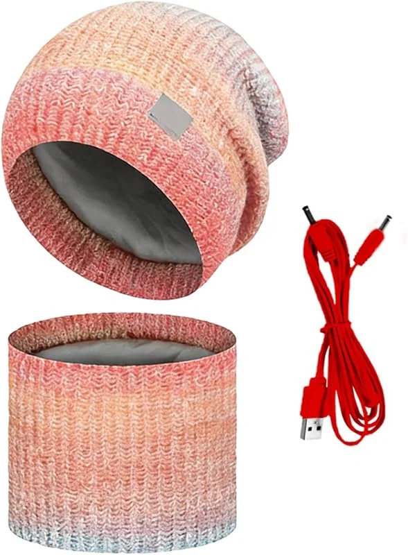 Gorro térmico 2 en 1 con calefacción USB, gorro cálido de punto de forro polar, para esquí, ciclismo, viajes, negocios, carreras matutinas, senderismo — Roupa aquecida