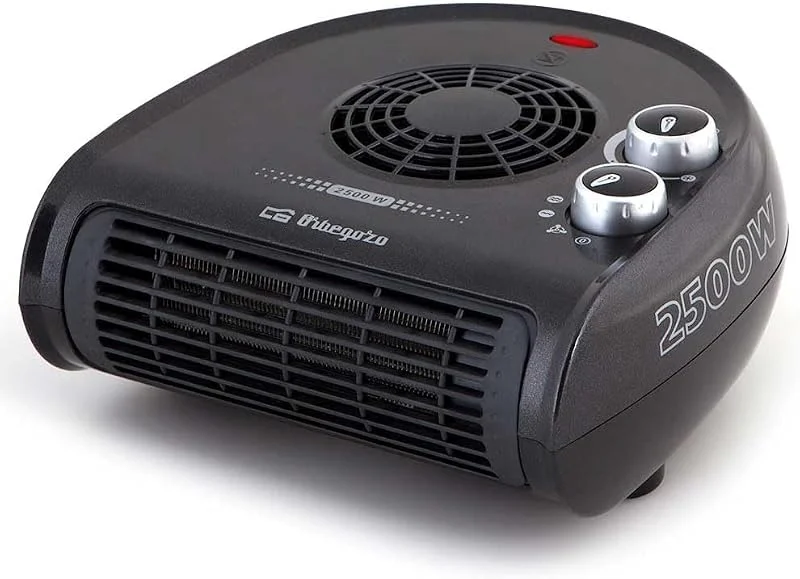 Orbegozo FH 5032, aquecedor horizontal, termostato regulável, 2 níveis de potência, 2500 W, função ventilador de ar frio, calor instantâneo, indicador luminoso, alça de transporte, cor preta — Aquecimento