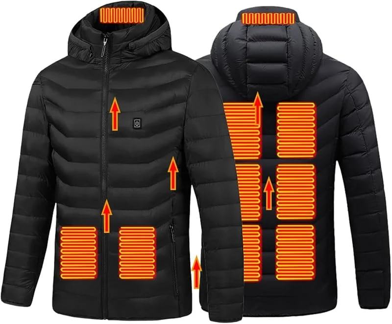 Chaqueta calefactable, Chaqueta calefactable Unisex, Ligera, con Capucha, 3 Niveles de calefacción, Softshell, Abrigo calefactable eléctrico, Invierno(Noir, S(35-40kg)) — Roupa aquecida