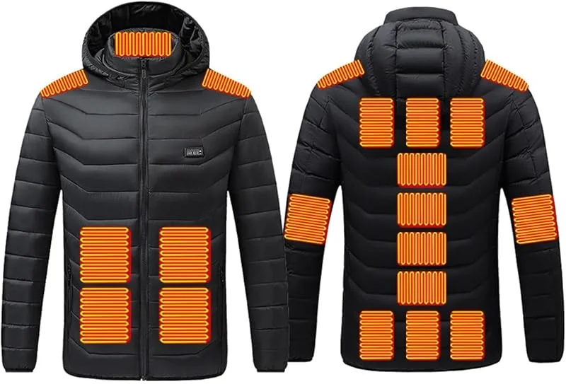 Chaqueta térmica for Mujer y Hombre con Capucha Desmontable y 3 Capas Ajustables for Acampar al Aire Libre (sin batería)(Noir, S(35-40kg)) — Roupa aquecida