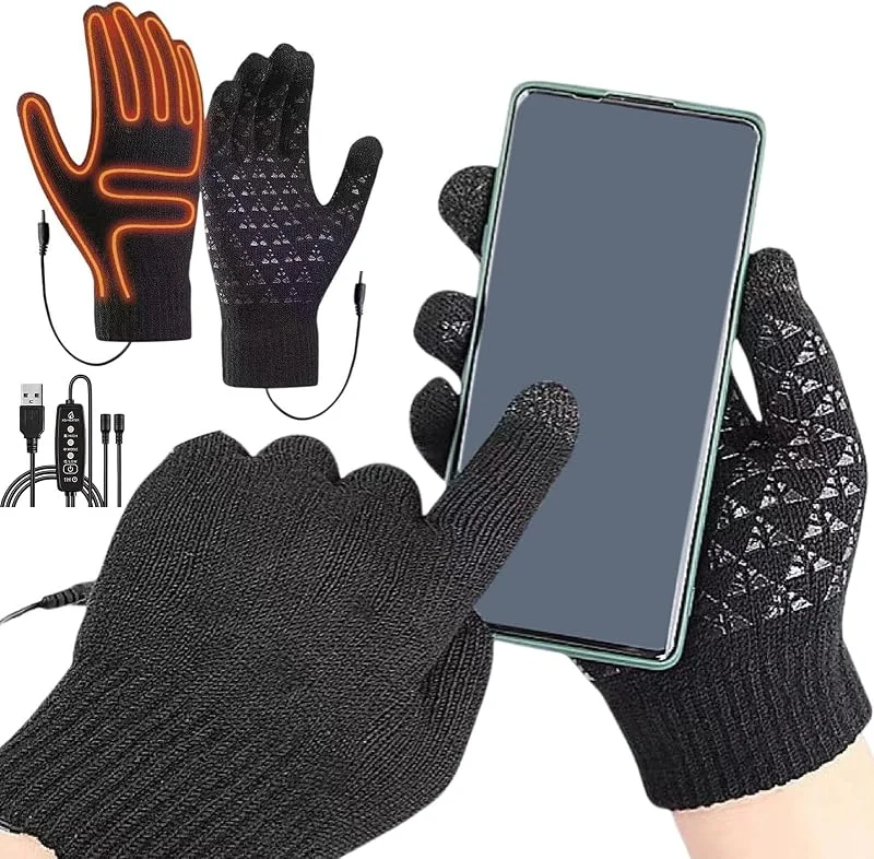 Guantes de invierno calentados USB pantalla táctil 3 niveles calor — Roupa aquecida