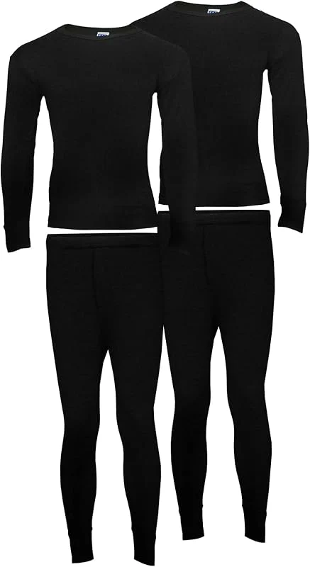 Heat Stoke® Conjunto de 2 conjuntos térmicos para homem, cuecas compridas, com base quente, preto, carvão branco, S, M, L, XL, XXL — Roupa aquecida