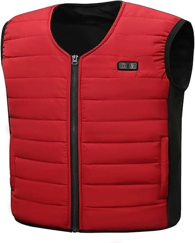 Chaleco Calefactable, Chaqueta Calefactable, Chaleco calefactable for Hombres, Mujeres con 12 Zonas de Calor, Chaleco eléctrico de Doble Interruptor, 3 Niveles de Temperatura, Lavable(Red, XXL) — Cozinha e lar