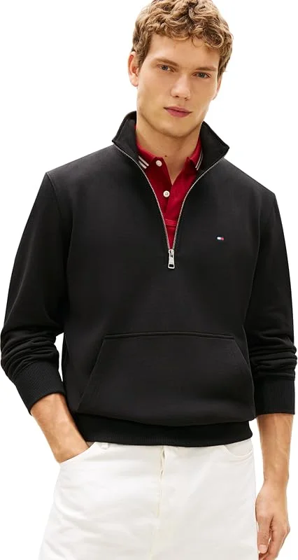 Tommy Hilfiger Essential Terry New 1, 4 Zip Mw0mw43115 camisola com meia fecho de correr homem — Roupa aquecida