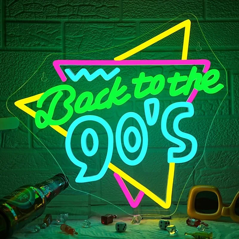 Looklight Back To The 90's Letreiro de néon, néon LED para decoração de parede, letreiro LED colorido, luzes néon reguláveis para festas quarto casa bar café fundo de fotografia, 35 cm x 32 cm — Aquecimento