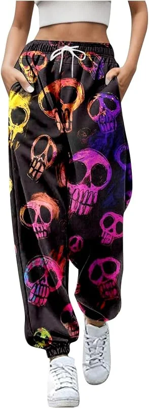 Generisch Calças de moda para mulher, calças de Halloween estampadas leggings de tamanho grande roupa desportiva para mulher, duas calças impermeáveis para mulher — Roupa aquecida