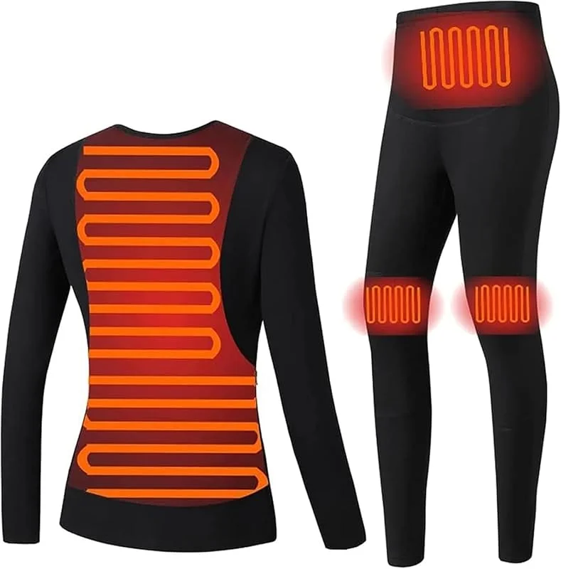 Camisetas térmicas de Manga Larga con calefacción eléctrica por USB, Capa Base Ultra Suave, Ropa Interior cálida, Lavable y con calefacción eléctrica.(Suit, XL) — Roupa aquecida