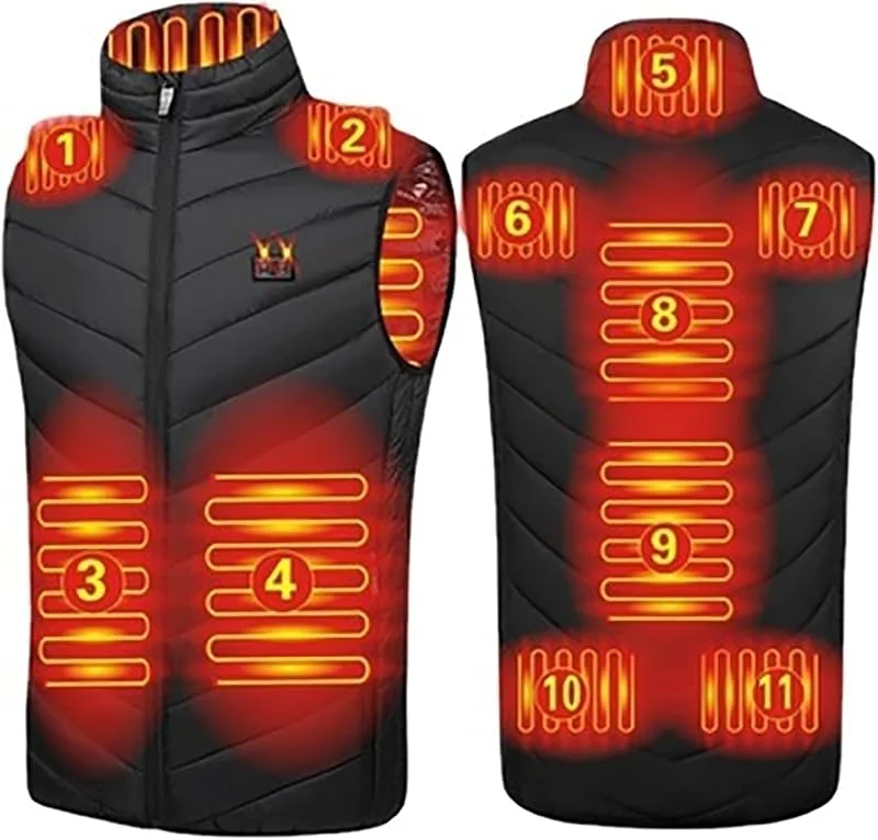 MU Colete aquecido colete de inverno lavável ajustável colete térmico com cabo USB Ladies inverno colete elétrico (sem bateria), Preto, S — Roupa aquecida