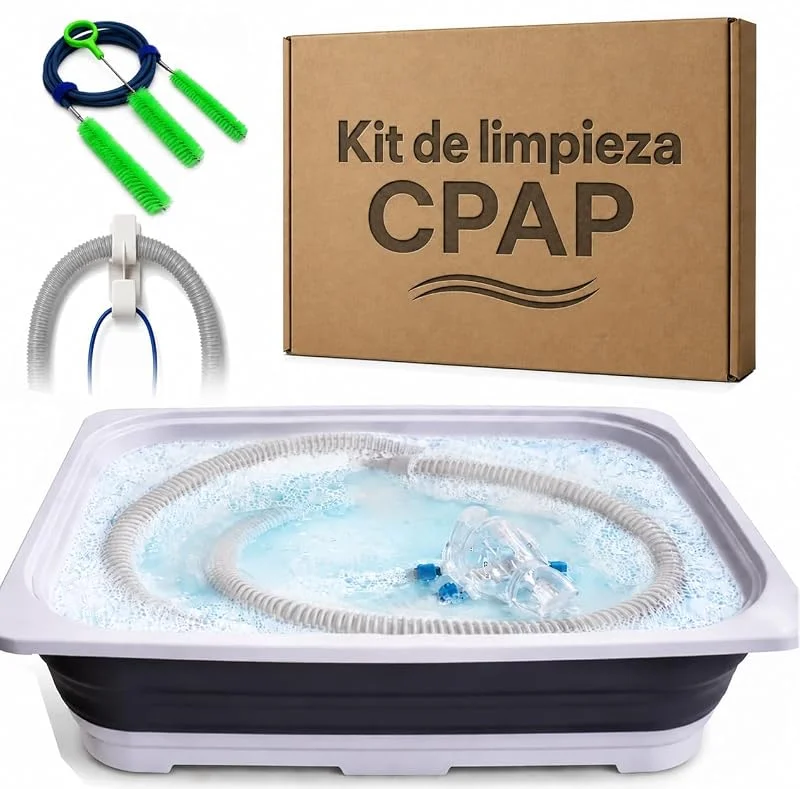AVEEN CPAP & BiPAP Kit de limpeza, escova de limpeza de tubo CPAP com alavanca dobrável e gancho de secagem de tubo, acessórios para tubos e máscaras CPAP — Humidificador