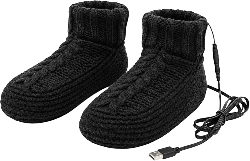 Calcetines calentadores de pies alimentados por USB con detalles de punto — Aquecimento