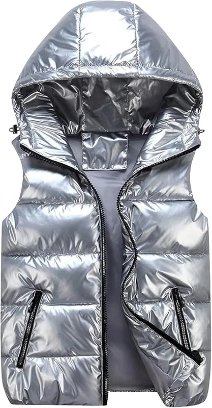 Chaqueta de invierno para mujer con cremallera sin mangas bolsillo ropa exterior compuesto sólido — Roupa aquecida