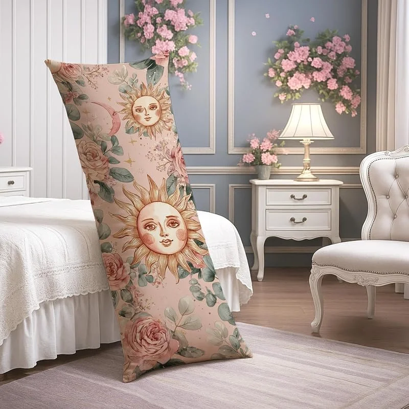 Fundas de almohada de cuerpo floral, girasol, melocotón, bohemio, suave, terciopelo, funda de almohada lumbar con cremallera, funda de almohada de cuerpo largo decorativa para cama, sofá, cabecera, 20 — Aquecimento