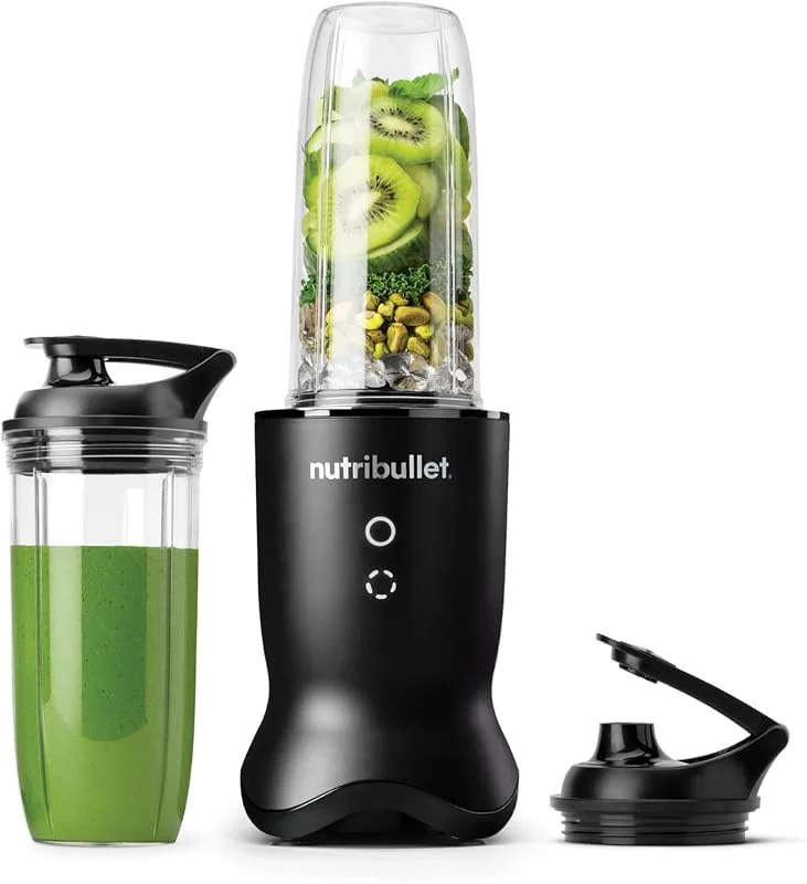 nutribullet Ultra NB1206 MB, Copo de Tritan, lâminas de aço inoxidável, Liquidificadora pessoal para Smoothies, 2 copos de 900 ml e 700 ml, inclui 2 tampas para transportar, 1200 W, preto — Aquecimento