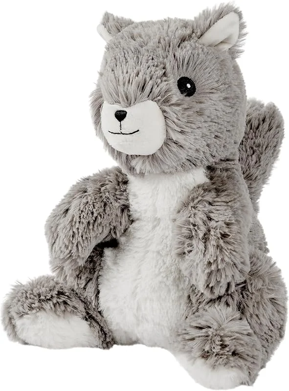 Warmies Peluche de esquilo com peso para micro-ondas com aroma de lavanda francesa, saco de trigo quente ou frio para um relaxamento fresco e um alívio quente — Aquecimento