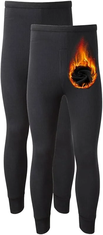 VEARZ Roupa interior térmica para homem, calças compridas para adultos, camada base quente, embalagem de 2 calças térmicas, tamanhos S-2XL — Roupa aquecida