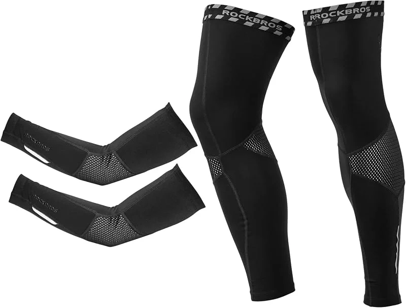 ROCKBROS Mangas de braços, pernas térmicas de inverno aquecedores para ciclismo corrida condução desportos de homens mulheres preto — Cozinha e lar