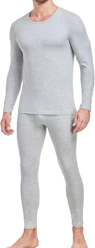 wirarpa Conjunto térmico de algodão para homem: Camada base quente, parte superior leve de manga comprida e calças de pijama — Roupa aquecida