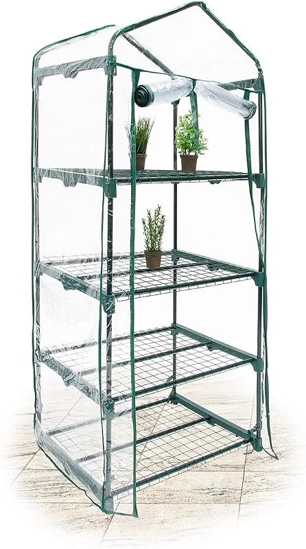 Relaxdays Estufa pequena, 4 saias, 156 x 70 x 50 cm, mini horta para terminar plantas, varanda ou terraço, transparente — Aquecimento