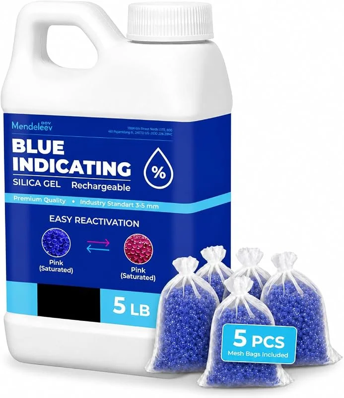 Pérolas dessecantes de sílica azul de 5 libras, indicadoras de contas de gel de sílica, secagem de contas de sílica, desumidificador dessecante reutilizável — Humidificador