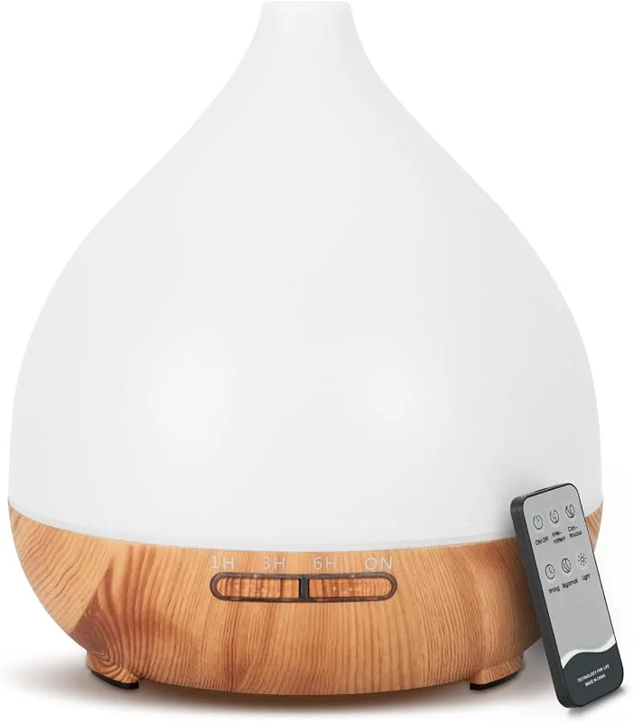 Cozary Difusor de aromas, 400 ml, humidificador ultra-sónico, desligamento automático, difusor de óleos essenciais, 7 cores LED, temporizador de 1, 3, 6 horas, função aromaterapia, ultra silencioso