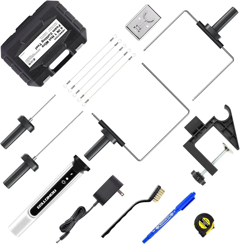 Kit de cortador de espuma elétrica de fio quente 4 em 1, ferramenta de corte de espuma de poliestireno 15 W, 6 V, kit de faca de escultura de espuma aquecida com escova de limpeza — Aquecimento