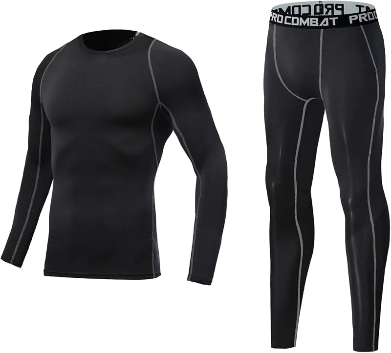 Conjunto de roupa interior térmica de manga comprida para crianças e crianças, fato de compressão atlético, ideal para desportos de futebol — Roupa aquecida