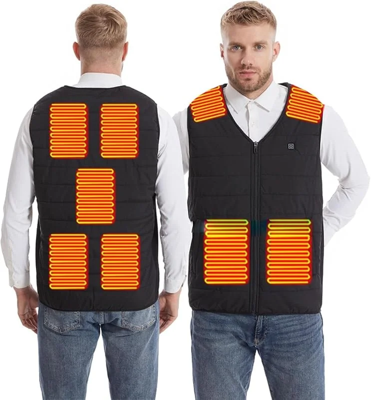 Chaleco calefactable con 9 Zonas de calefacción, Chaqueta calefactable for Invierno, Ropa de Exterior for Motociclismo, Camping y Caza (Pilas no Incluidas).(5XL(90-97.5kg)) — Cozinha e lar