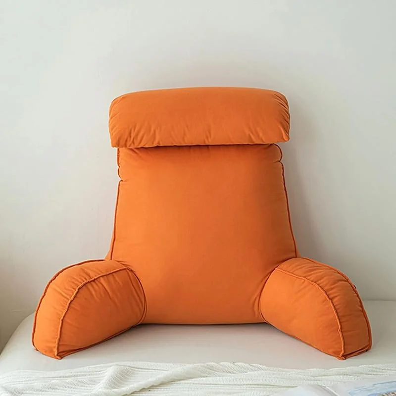 Almohada lumbar, almohada de lectura para mesita de noche, cojín de lectura y mesita de noche con brazos de apoyo (naranja de sueño) — Aquecimento