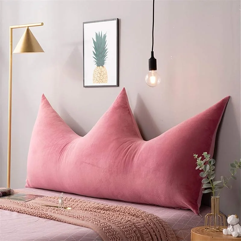 Cor sólida veludo de cristal encosto grande almofada coroa cabeceira almofadas estofada ler cama encosto almofada para decoração berço quarto H-90 x 70 (35 x 28 polegadas) — Aquecimento
