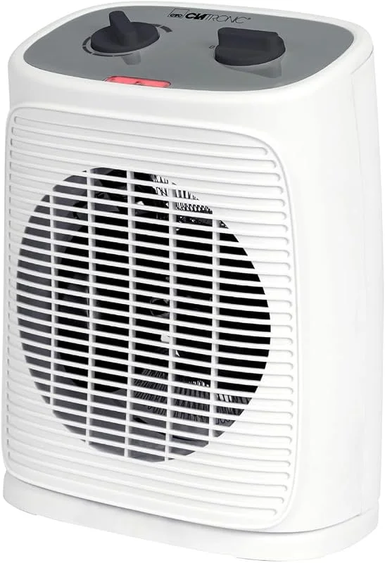 Clatronic® Ventilador de aquecimento incl. Função de ventilador, aquecimento elétrico com termostato ajustável contínuo e 2 níveis de aquecimento, oscilante, aquecedor para casa de banho, cozinha, HL 3800