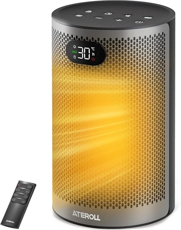 Ateroll Aquecedor baixo consumo de 1500 W, 3 modos aquecedor cerâmico PTC — Aquecimento