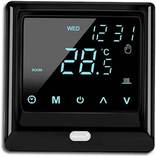 Termostato inteligente WiFi LCD controlo de temperatura painel de ecrã tátil para aquecimento de chão funciona com Google Home, Alexa, Tuya (preto)