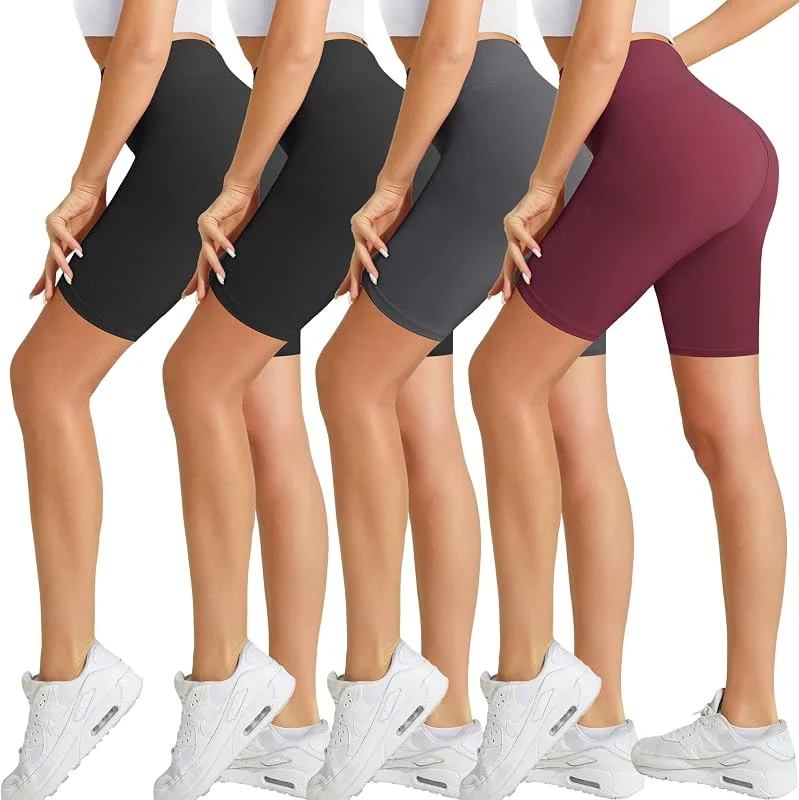 Natural Feelings Buttercloud, embalagem de 4 calções de ciclismo para mulher, cintura alta, controlo de abdómen, para treino, ginásio, ioga — Roupa aquecida