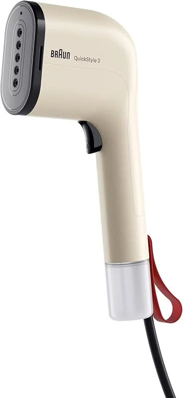 Braun QuickStyle 3 - Plancha de Vapor Vertical Compacta y Ligera con Calentamiento Rápido, Vapor 20g, min, Depósito Extraíble 70ml, Funda Resistente al Calor, Beige (GS3012BG) — Aquecimento